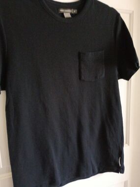 French Connection Ribed Men's Black Crewneck Pocket T-Shirt